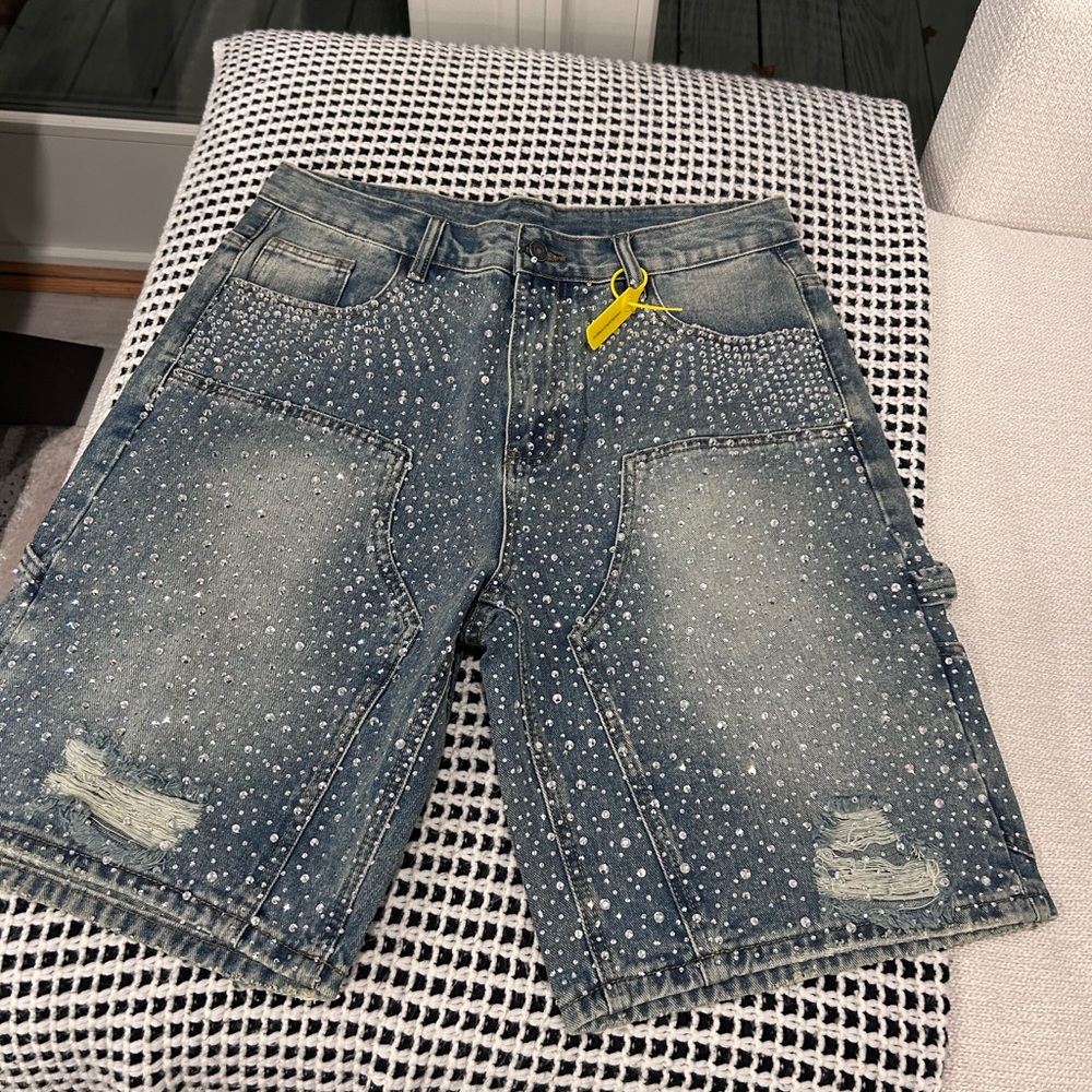 Men's Blue Denim Cargo Shorts